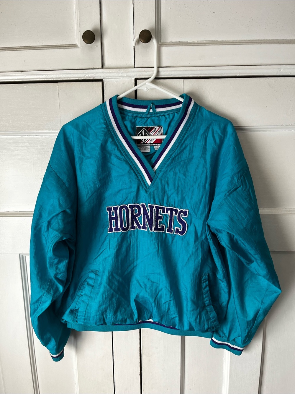 VTG - 90's - Charlotte Hornets Teal Pullover Jacket - Kids Size L